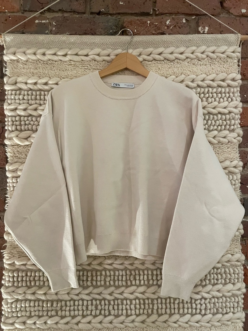 Zara Cream Oversized Crewneck Sweater